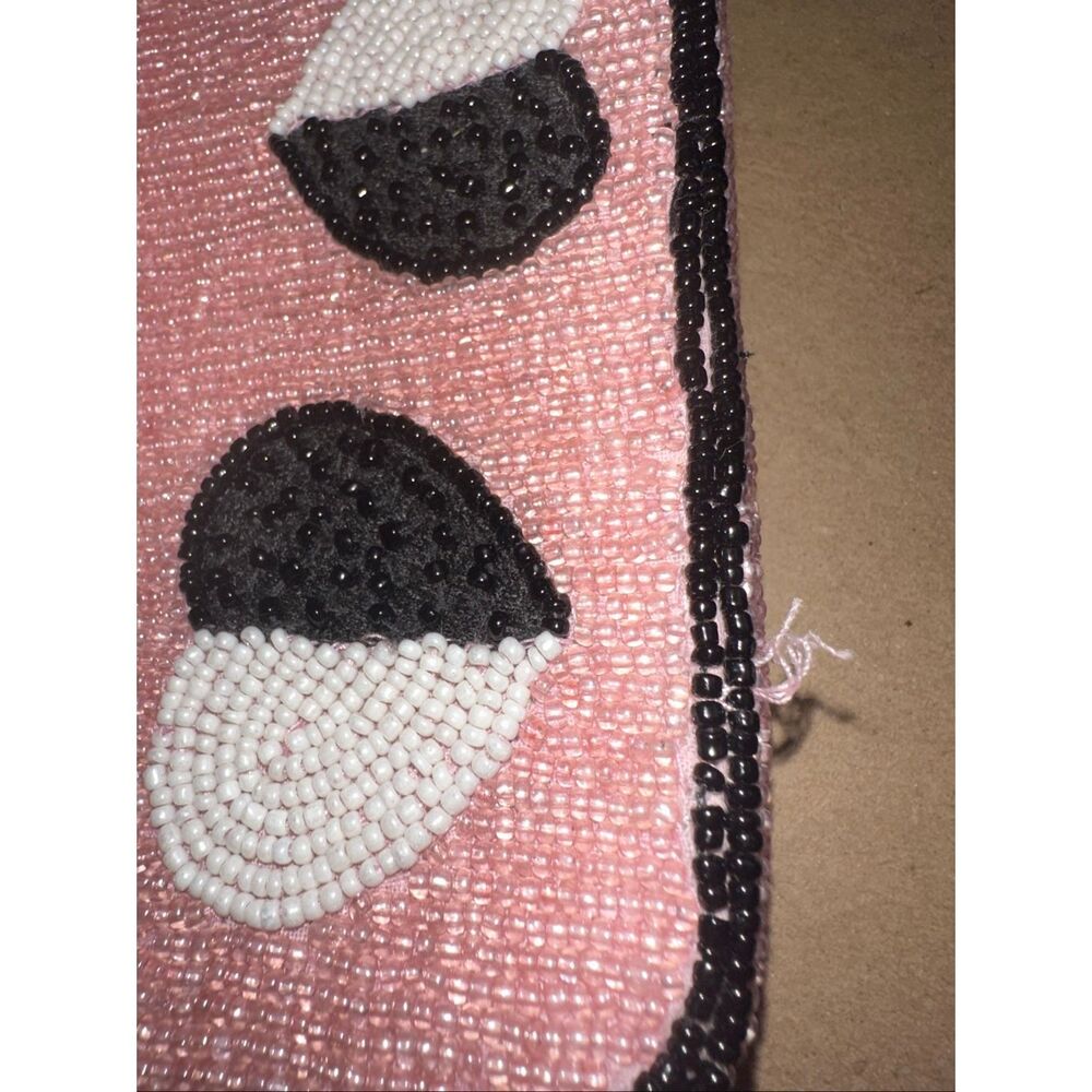 Anthropologie Fiona Beaded Shoulder Bag Pink Heart Icon Edition Glass Bead Purse - Picture 10 of 11